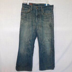 GAP 1969 Button Fly Loose Straight Fit Dark Worn Blue Jeans Mens 32 x 28  *READ*